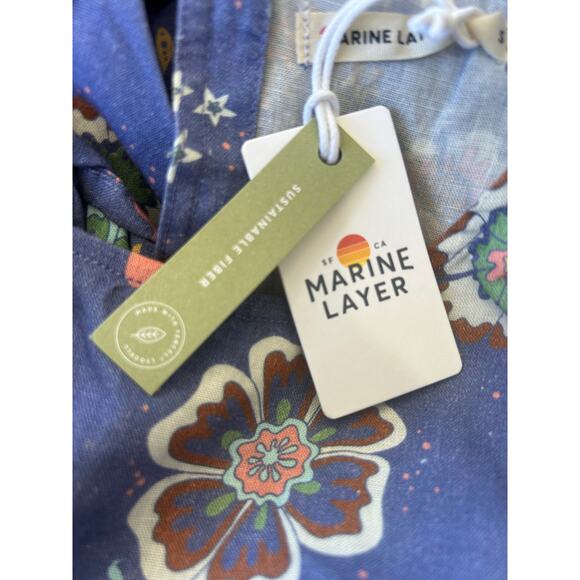 Marine Layer Laney Dress Women Small Blue Purple Marlin Hibiscus Floral Mini NWT - Picture 16 of 16